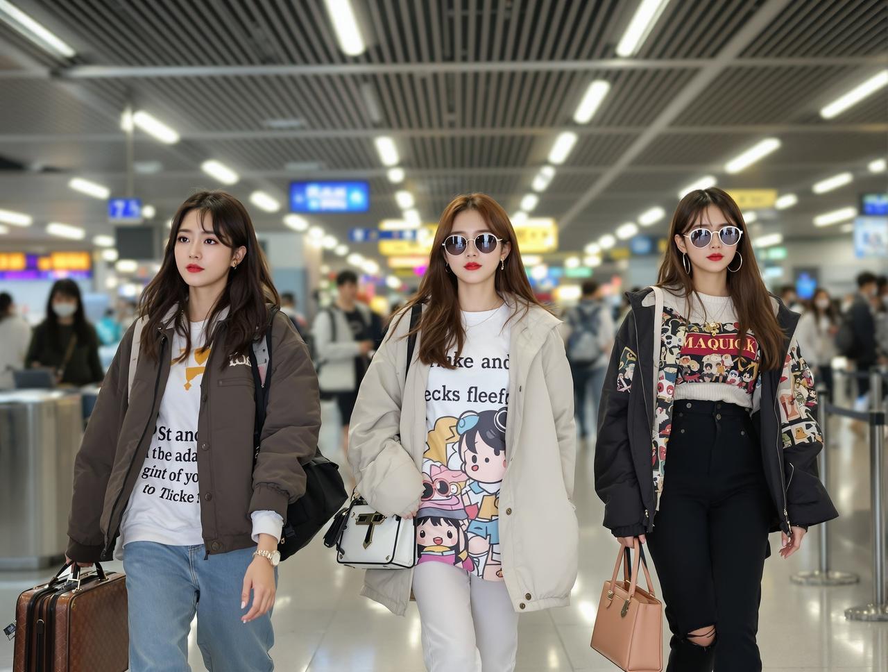 女团机场街拍图集